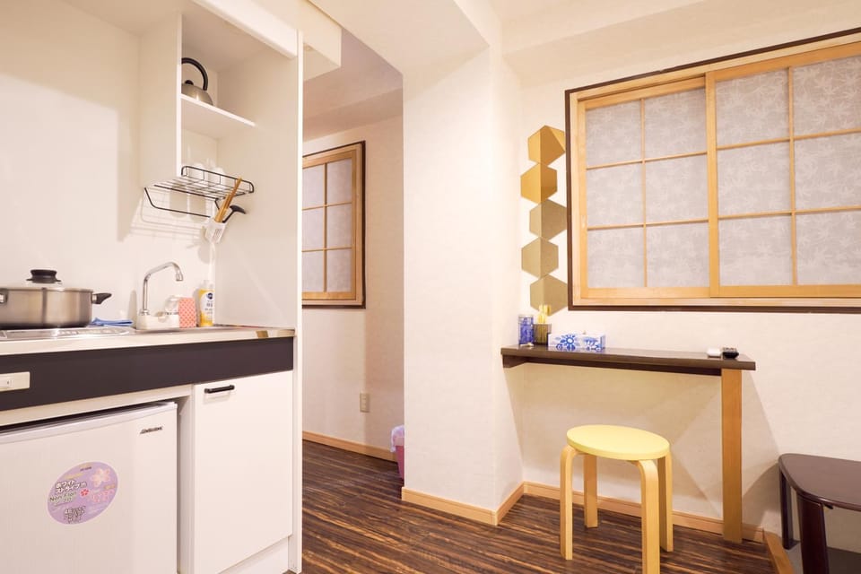 Kitchen or kitchenette, stove