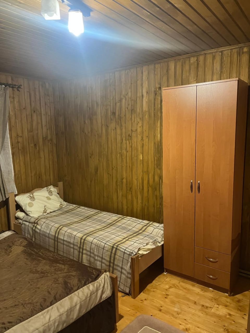 Bed, wardrobe