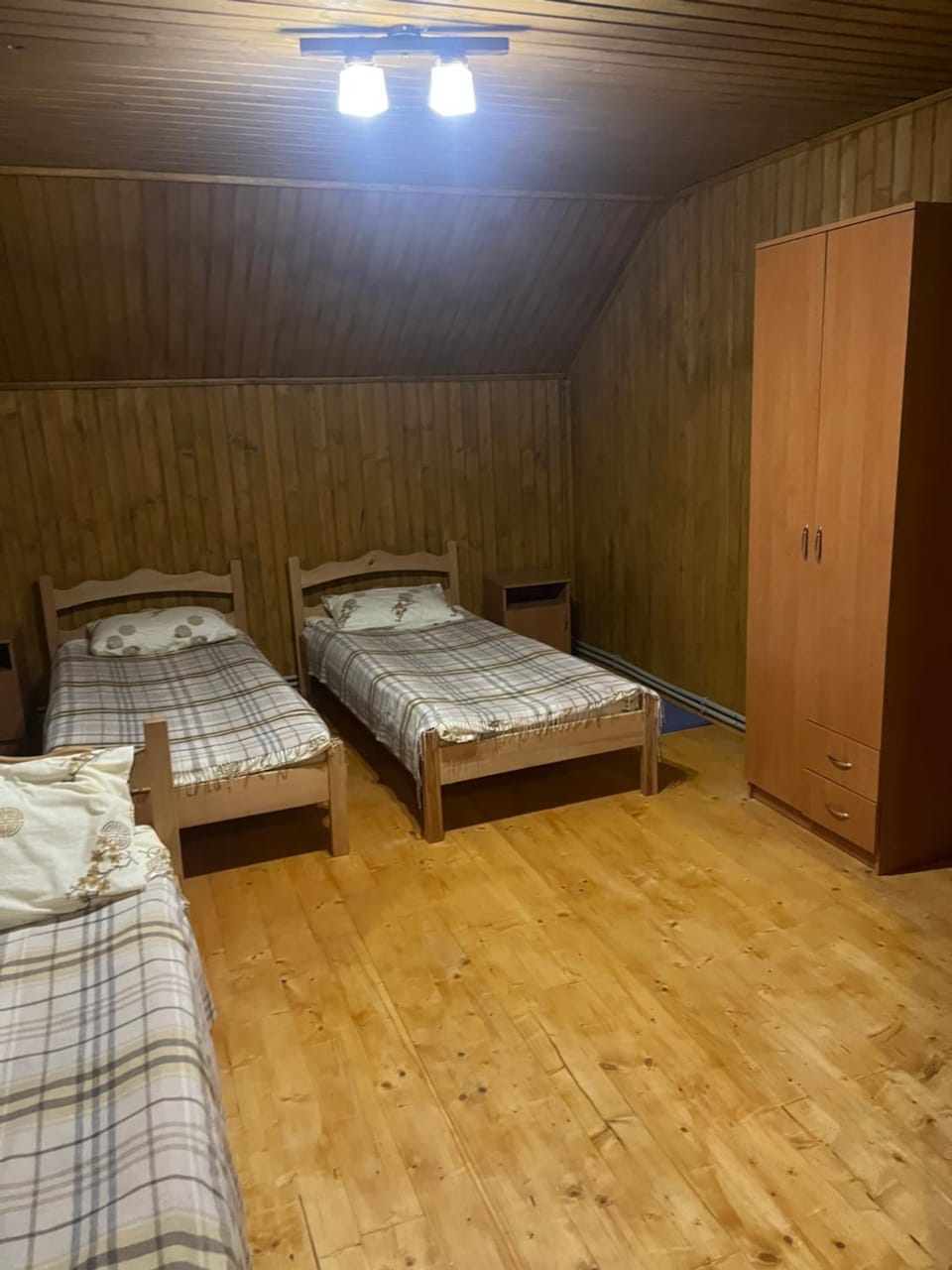 Bed, wardrobe