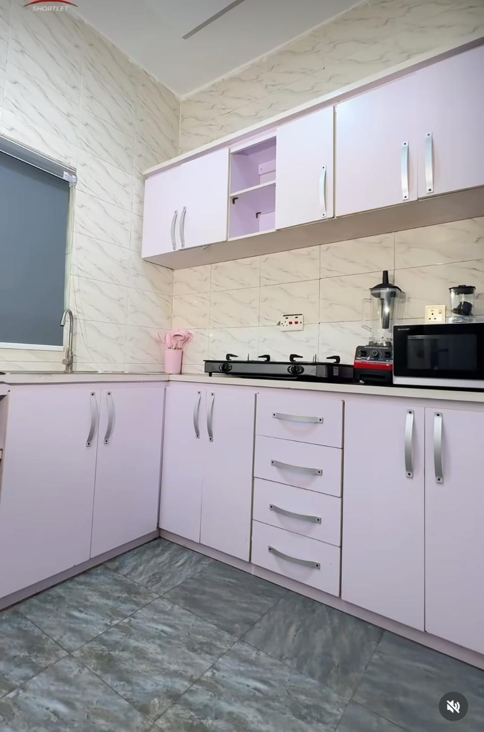 Kitchen or kitchenette, stove
