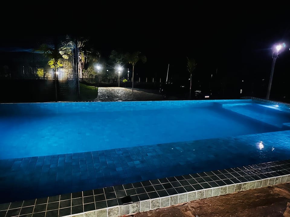 Night, Pool view, Swimming pool