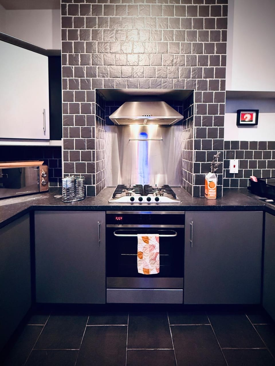 Kitchen or kitchenette, stove, kitchen