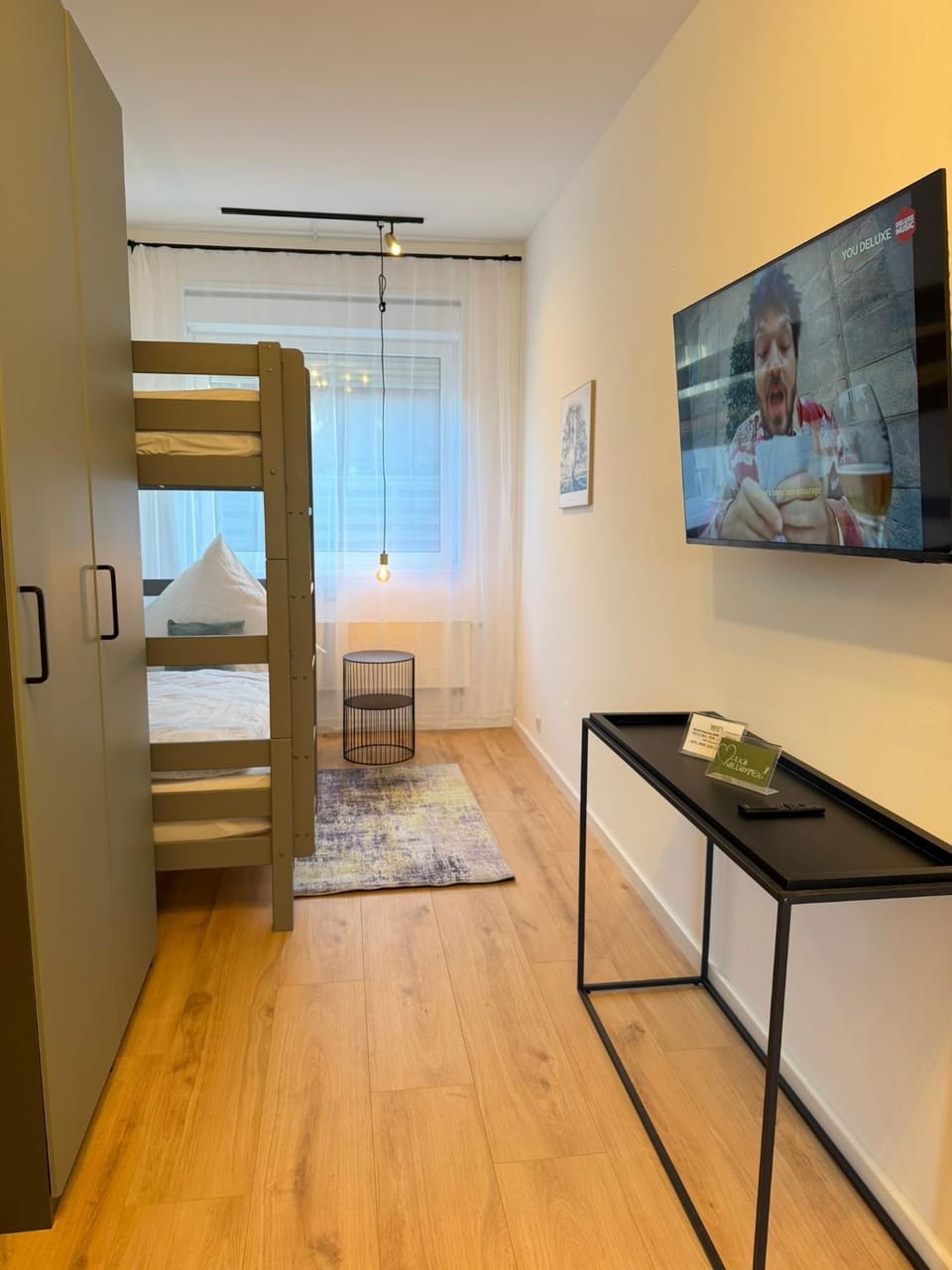 Photo of the whole room, bunk bed
