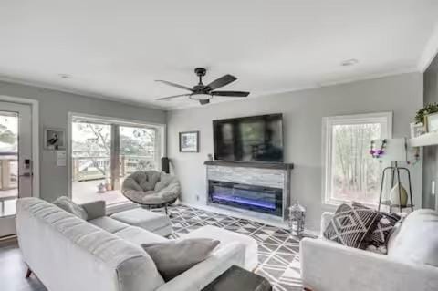 Living room, fireplace
