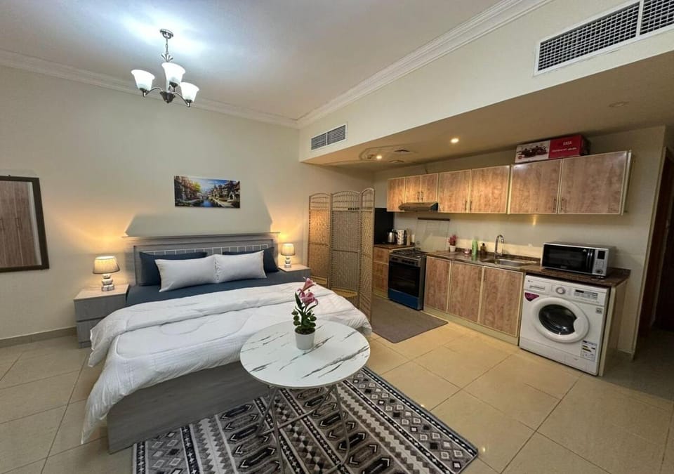 Bed, Kitchen or kitchenette, Photo of the whole room, Bedroom, dishwasher, oven, toaster, washing machine, air conditioner