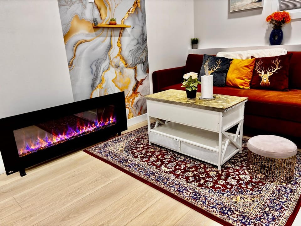 Living room, fireplace