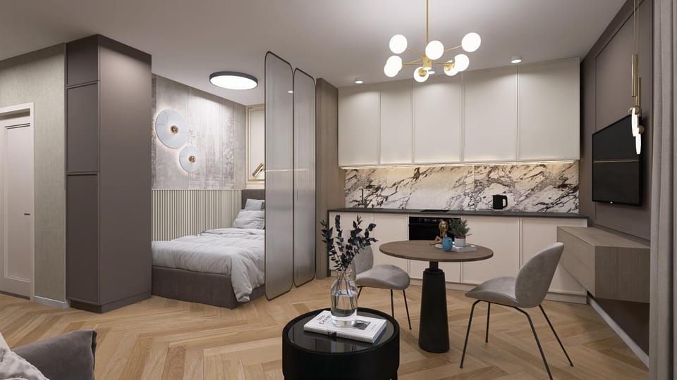 Bed, Kitchen or kitchenette, Photo of the whole room, Bedroom