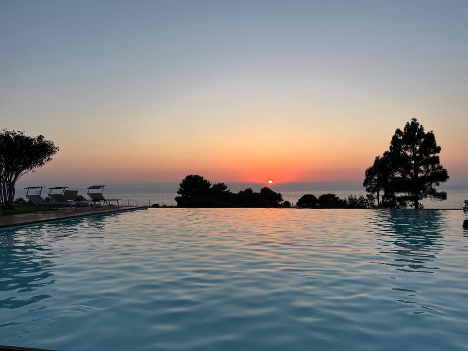 Pool view, Sea view, Swimming pool, Sunset