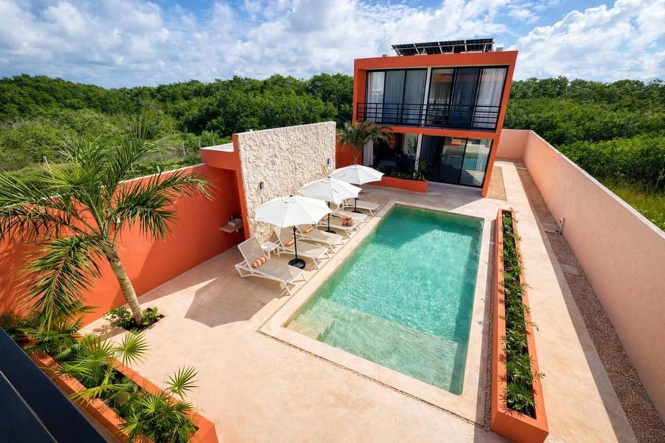Property building, Patio, Balcony/Terrace, Garden view, Pool view, Swimming pool