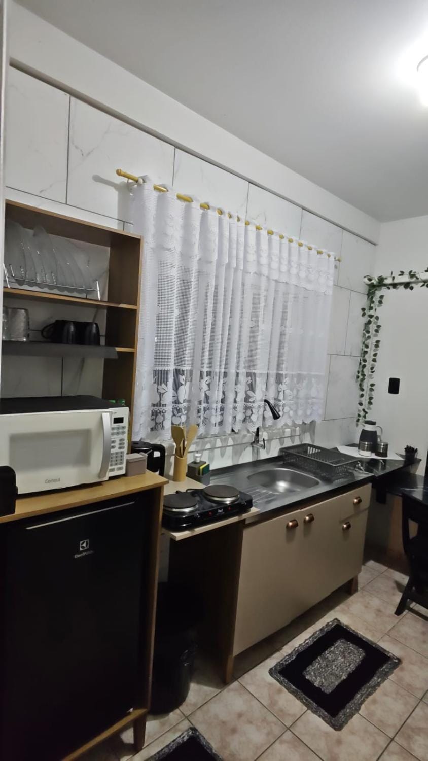 Kitchen or kitchenette, microwave, minibar, stove