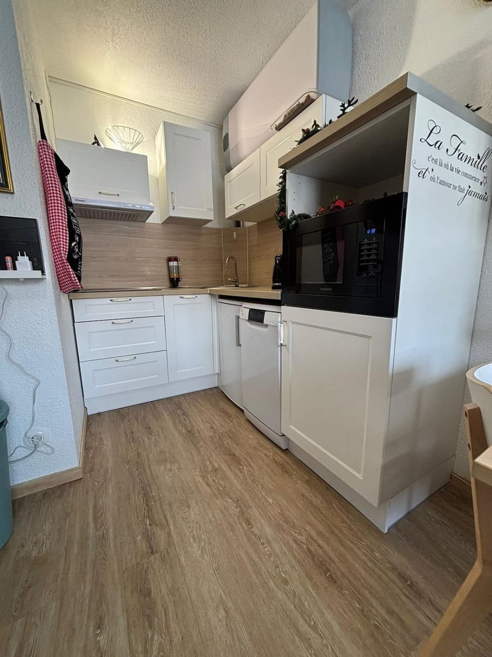 Kitchen or kitchenette, dishwasher, oven