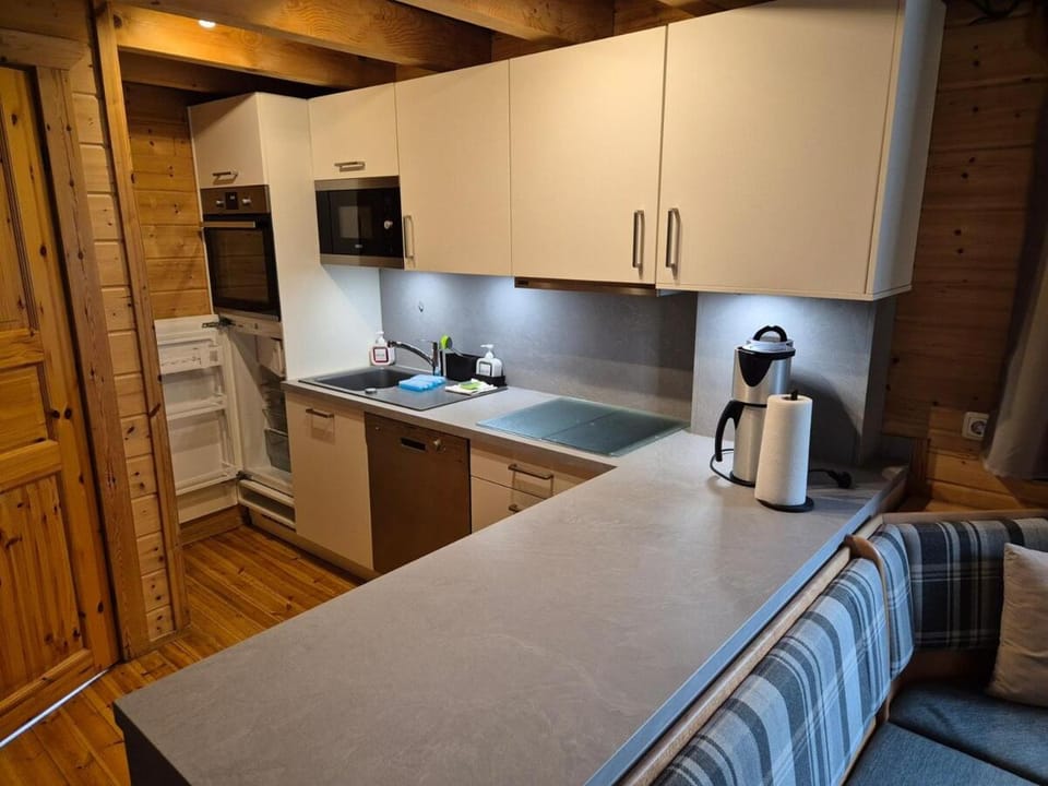 Kitchen or kitchenette, dishwasher, oven, stove