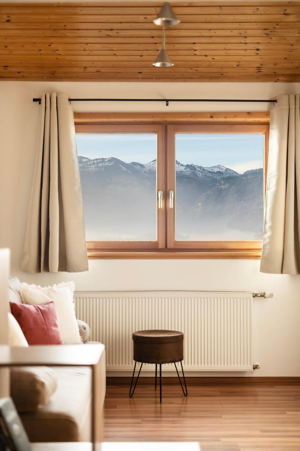 Living room, Seating area, Mountain view