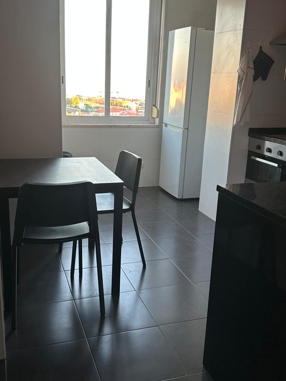 Kitchen or kitchenette, oven