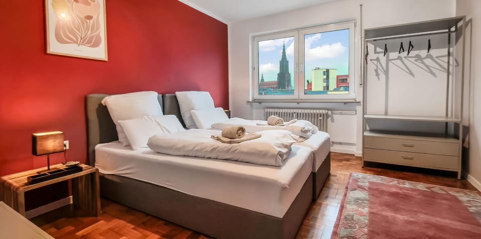 Bed, Photo of the whole room, Bedroom, towels, wardrobe