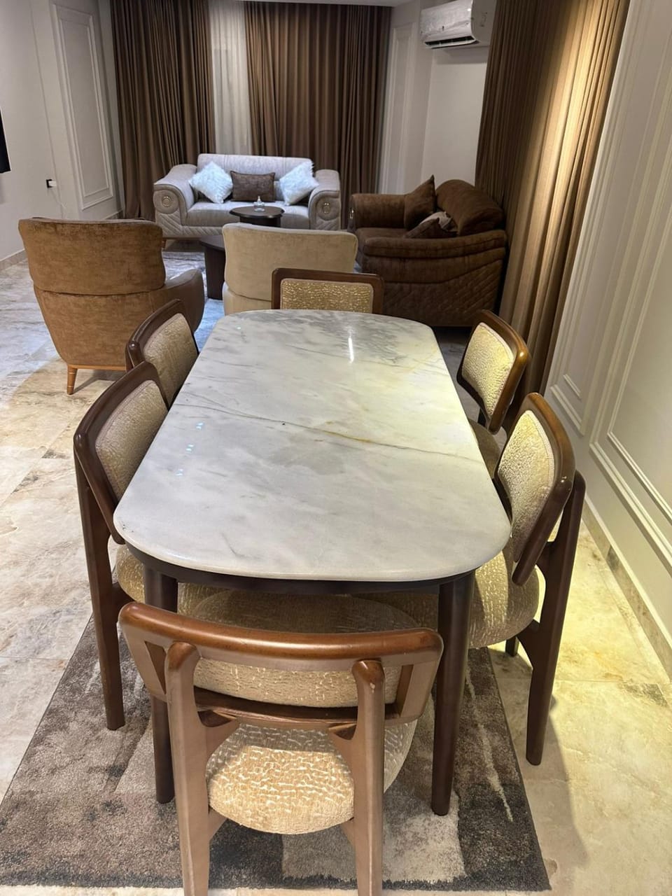 Living room, Seating area, Dining area, air conditioner