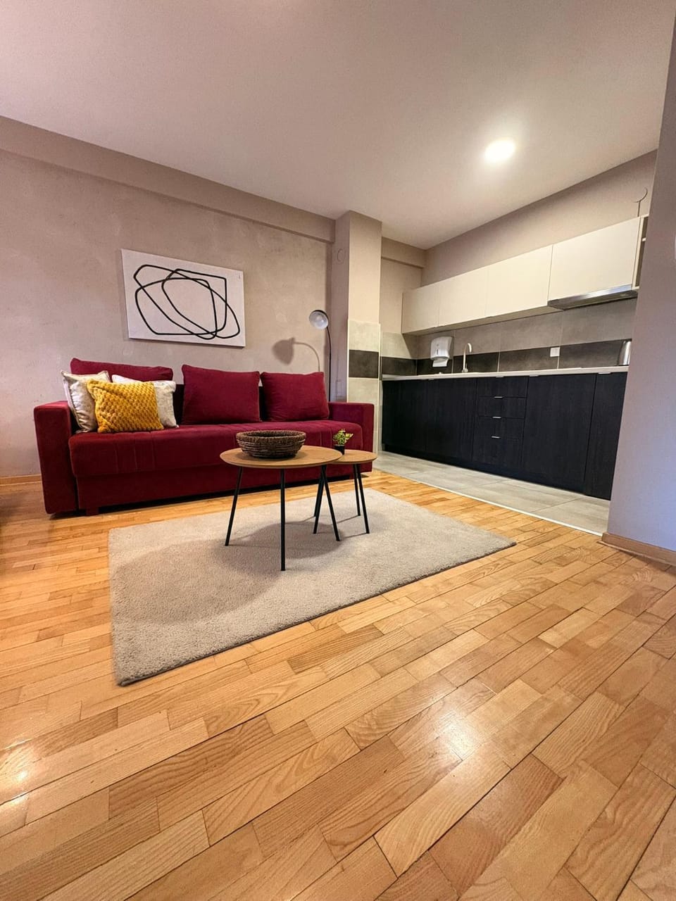 Kitchen or kitchenette, Living room, Seating area