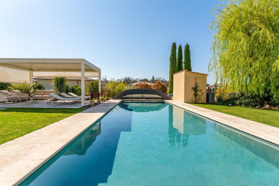 Property building, Living room, Swimming pool