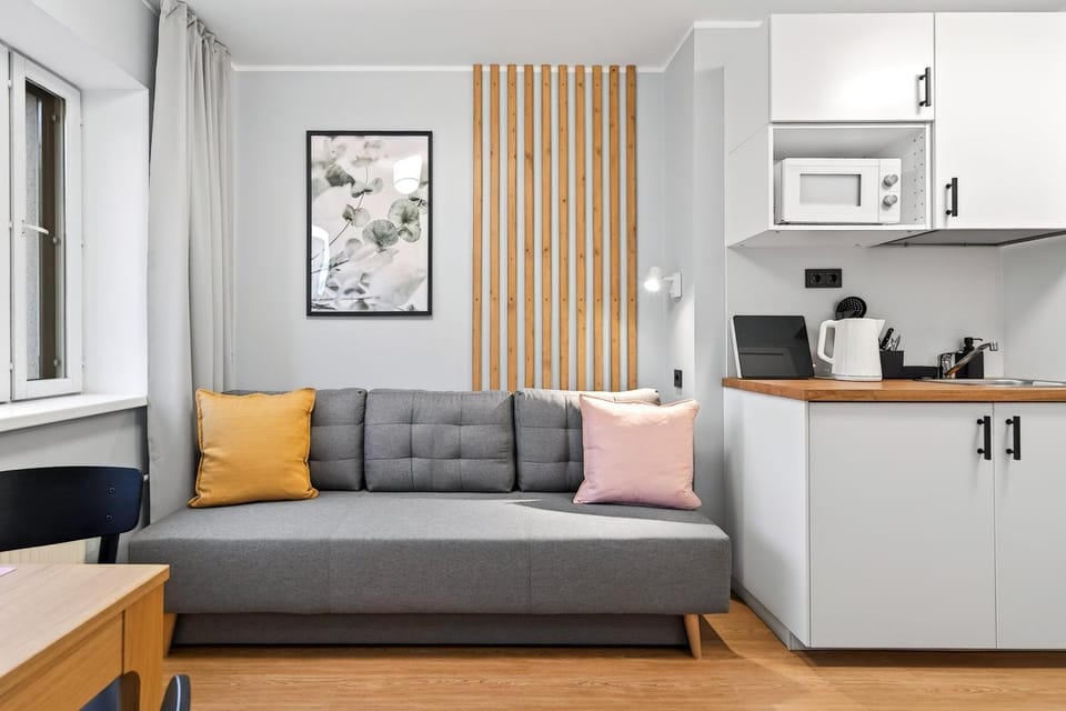 Kitchen or kitchenette, Living room, Seating area