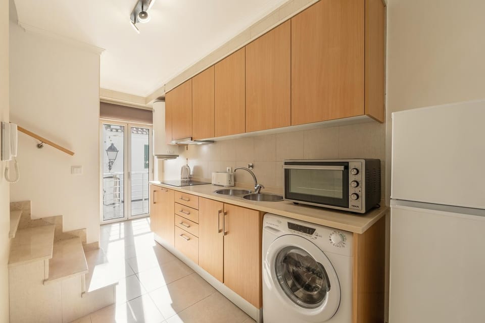 oven, stove, toaster, washing machine, kitchen