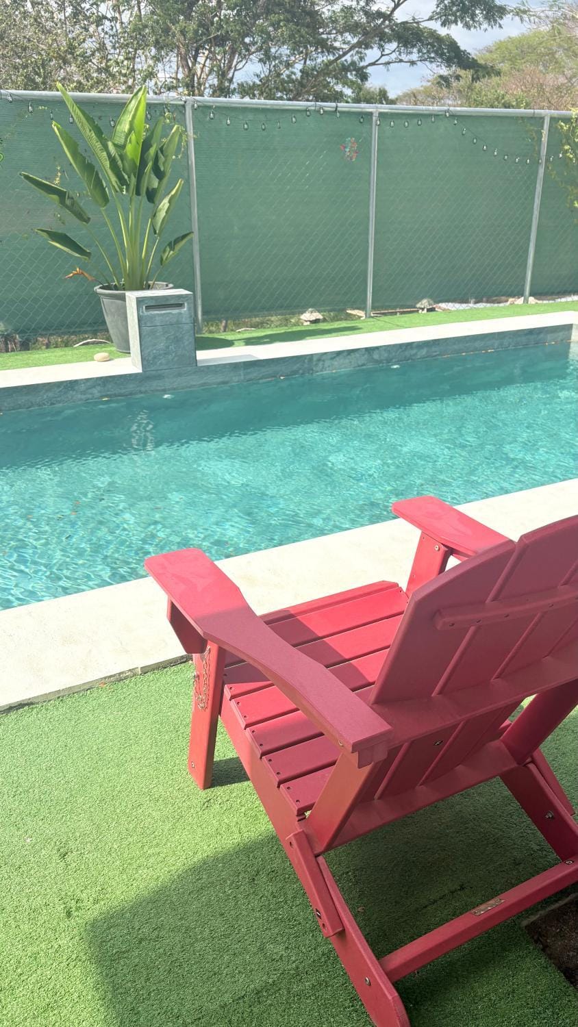 Natural landscape, Garden, Garden view, Pool view, Swimming pool, sunbed