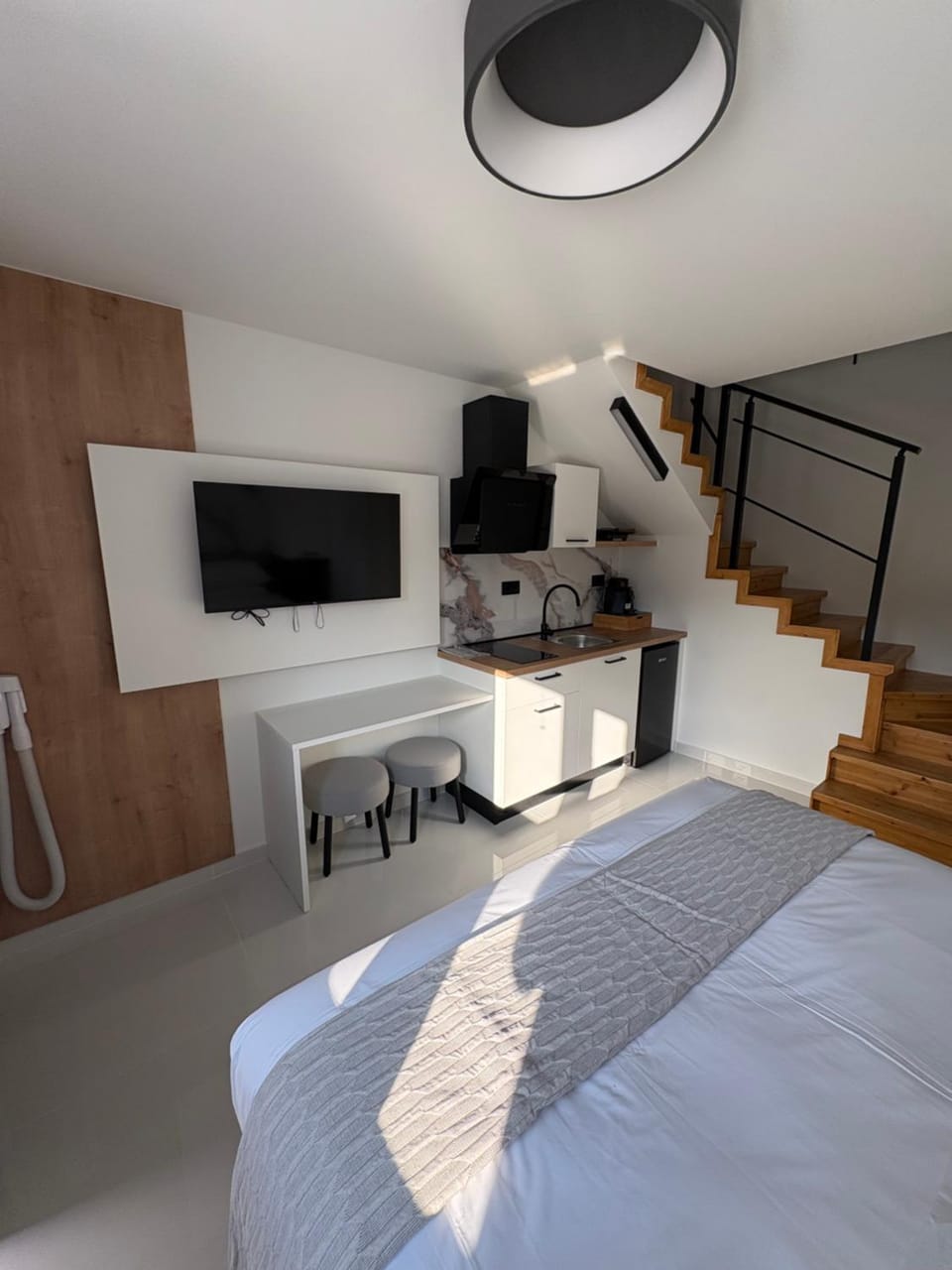 Bed, TV and multimedia, Kitchen or kitchenette, Photo of the whole room, Bedroom, minibar