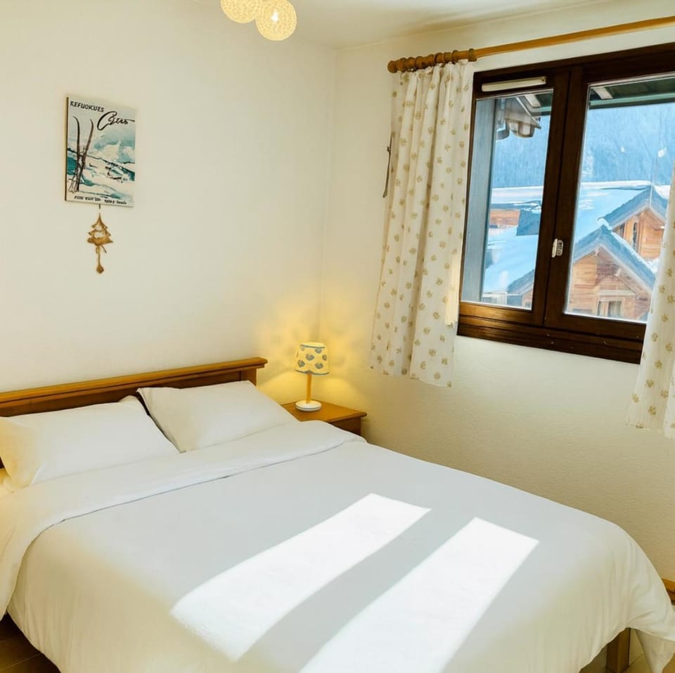 Bright with balcony views of Mont Blanc Parking Apartment in Chamonix