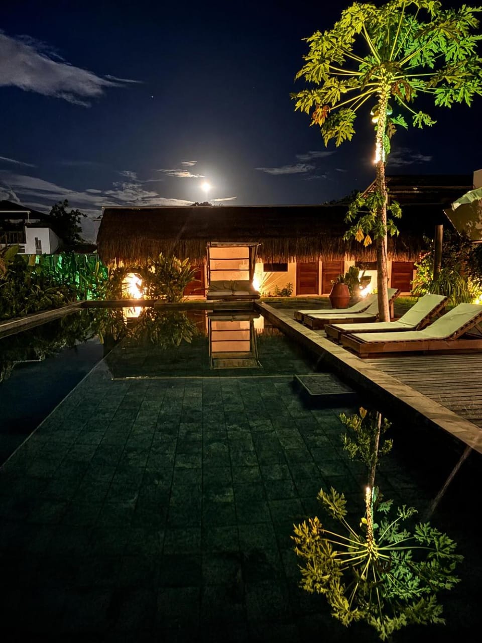 Night, Pool view, Swimming pool
