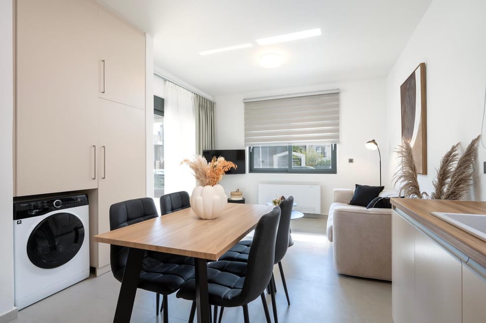 Living room, Dining area, furniture, locker, washing machine