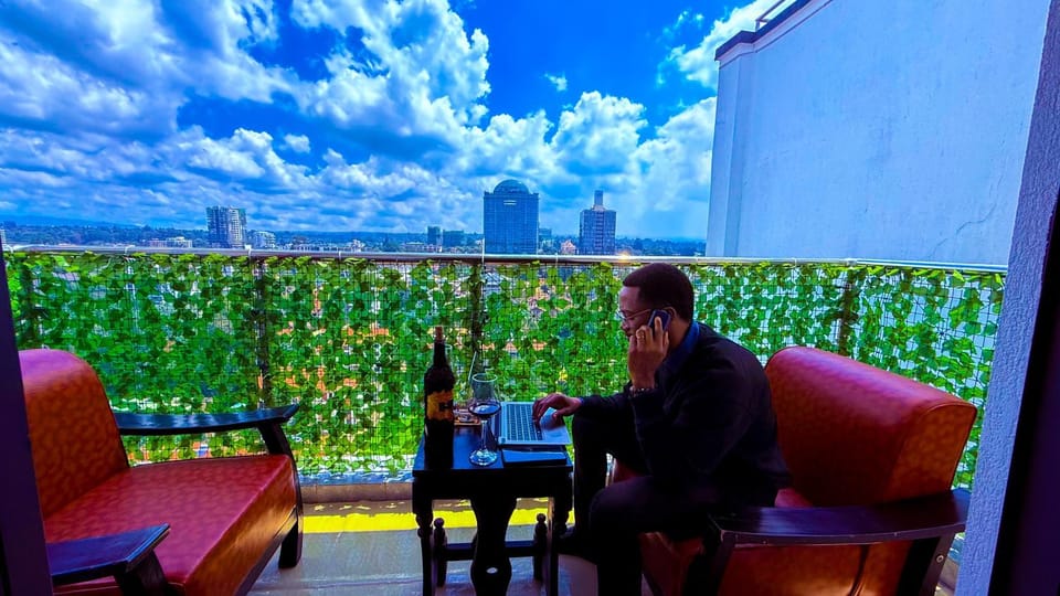 Day, People, View (from property/room), Balcony/Terrace, Living room, Seating area, Dining area, group of guests