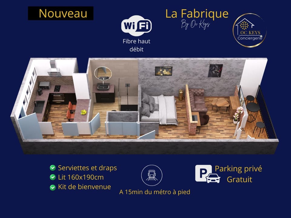 Cozy studio La Fabrique balcony & free parking Apartment in Toulouse