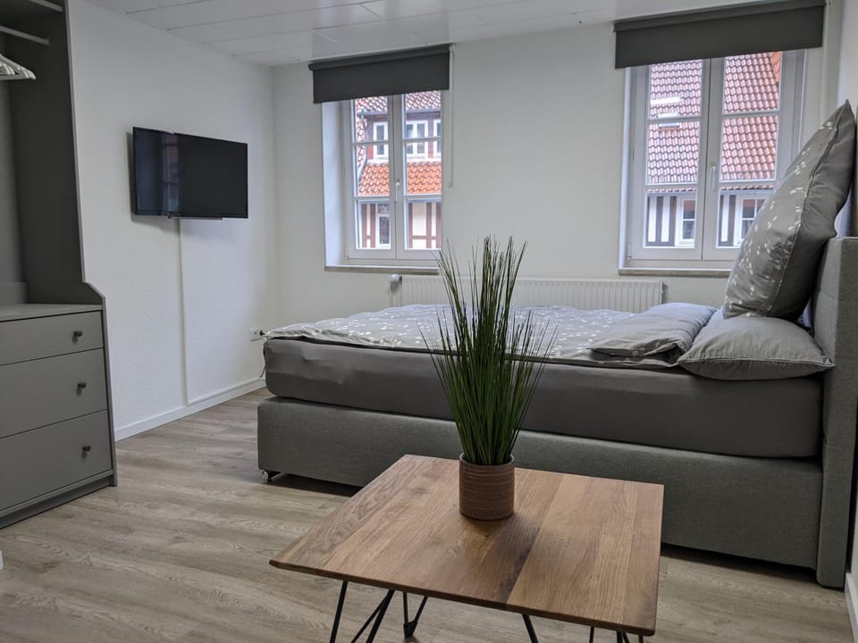 Bed, Living room, Bedroom