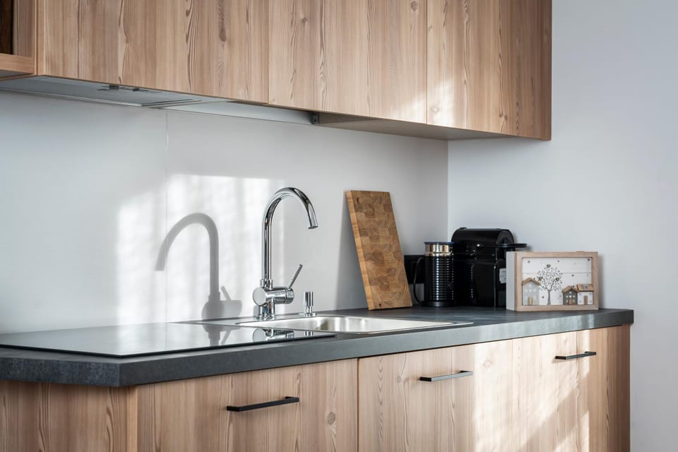 Kitchen or kitchenette, stove, toaster