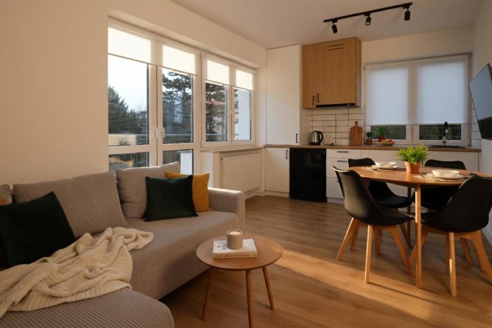 Kitchen or kitchenette, Living room, Seating area, Dining area