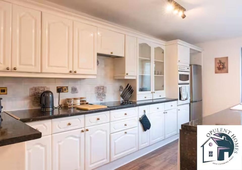 Kitchen or kitchenette, dishwasher, stove, toaster