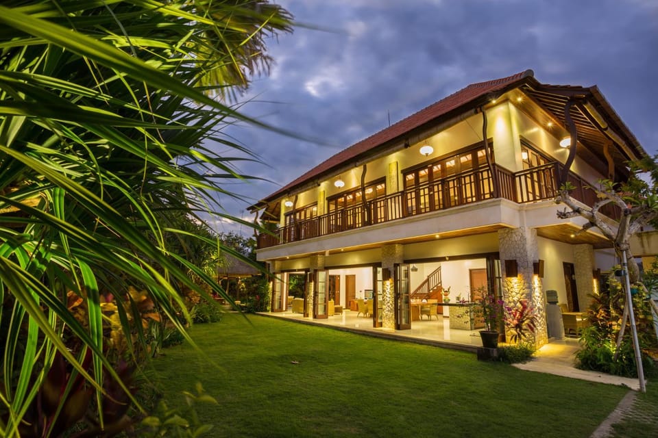 Property building, Night, Garden
