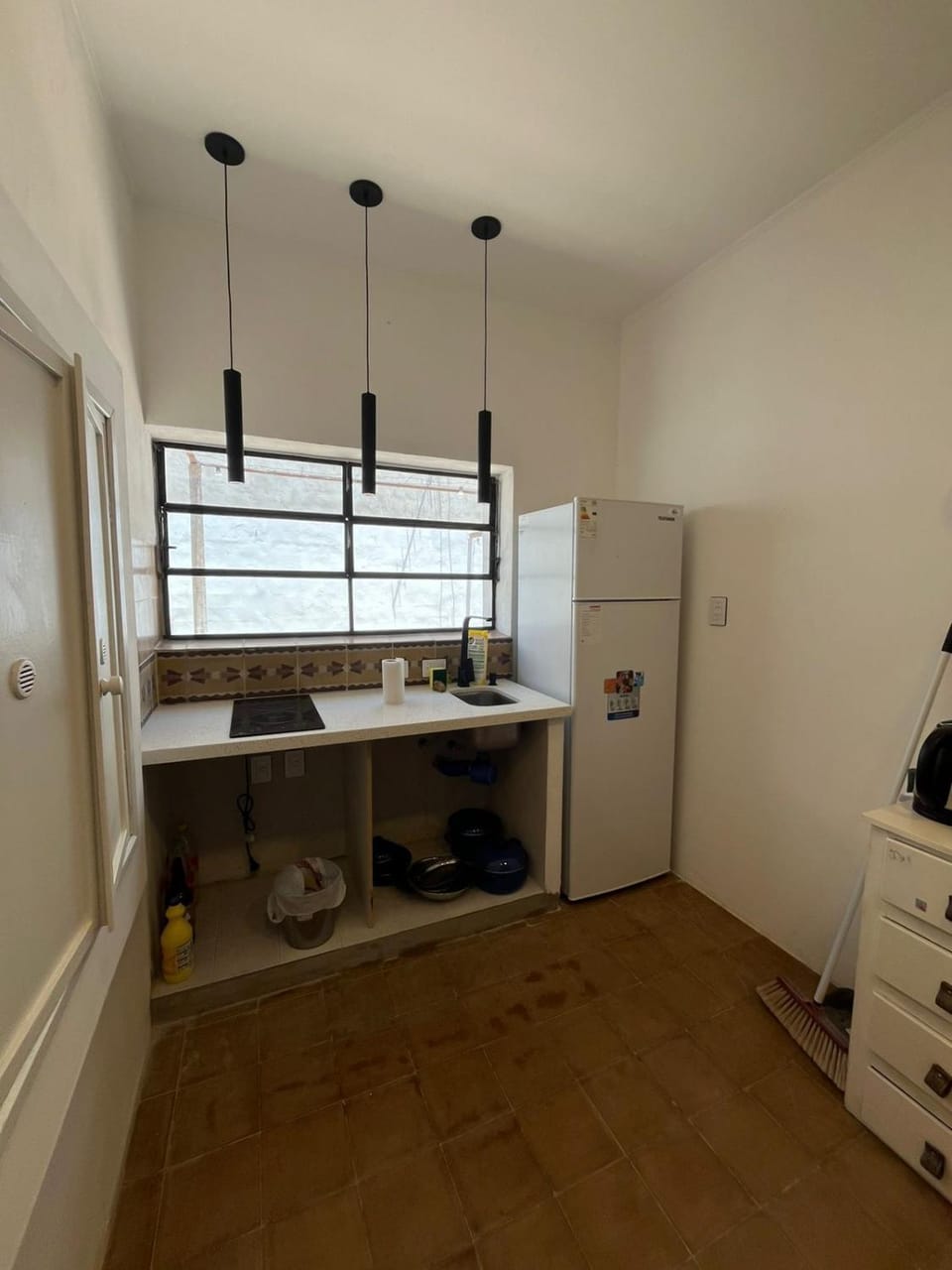 Kitchen or kitchenette, stove