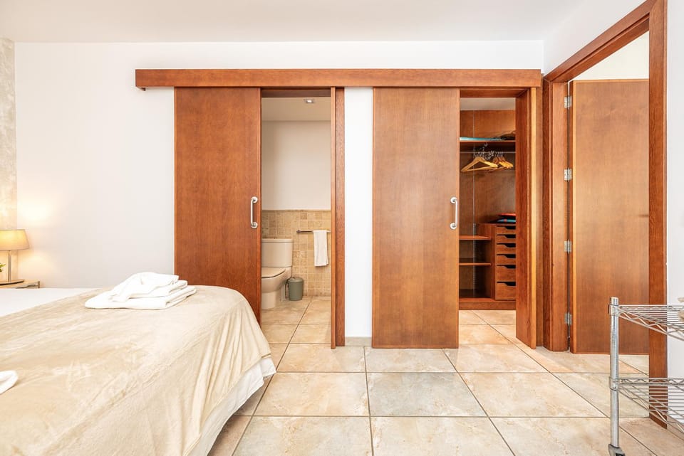 Bed, Bathroom, Bedroom, towels, wardrobe