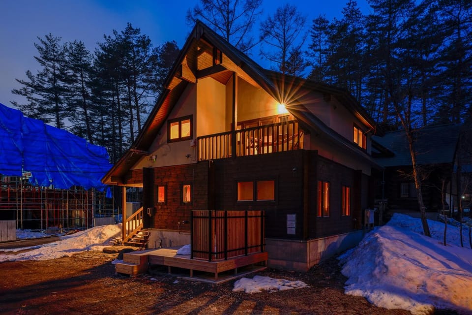 Property building, Night, Winter