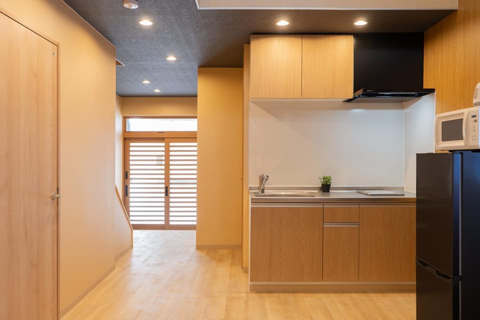 Kitchen or kitchenette, stove