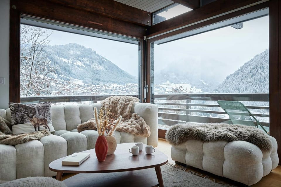 Natural landscape, Living room, Seating area, Mountain view