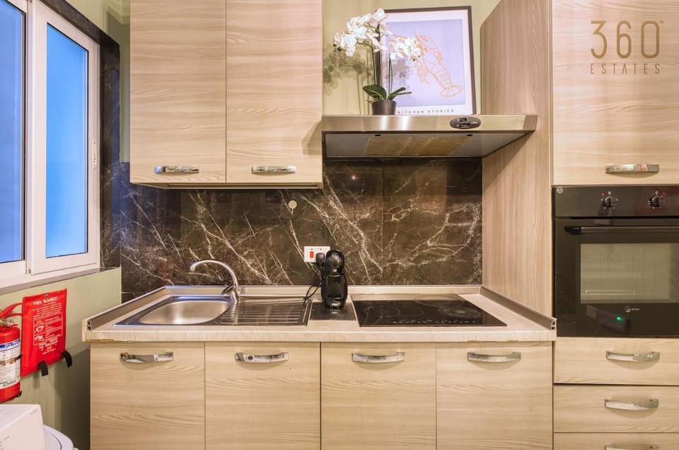 Kitchen or kitchenette, stove