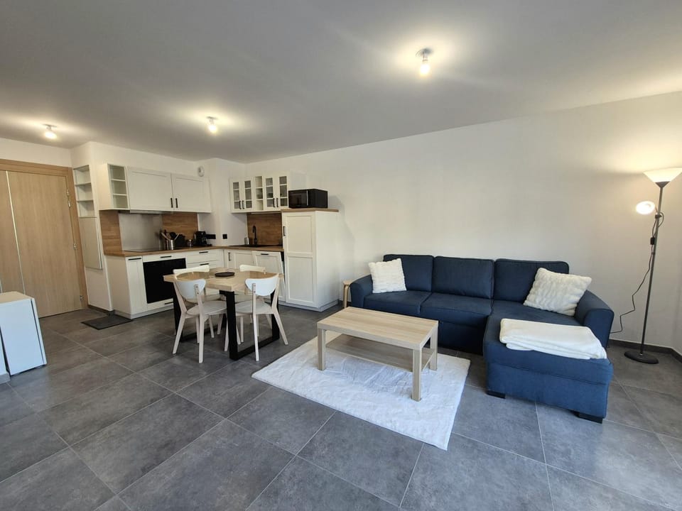 Kitchen or kitchenette, Living room, Seating area, Dining area, oven