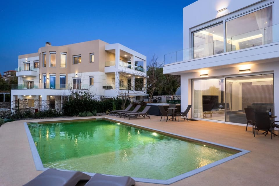 Property building, Patio, Day, Night, Pool view, Swimming pool, sunbed