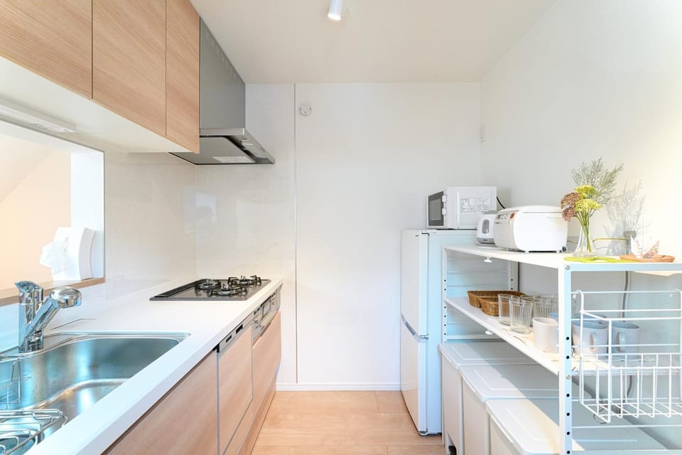 Kitchen or kitchenette, dishwasher, stove