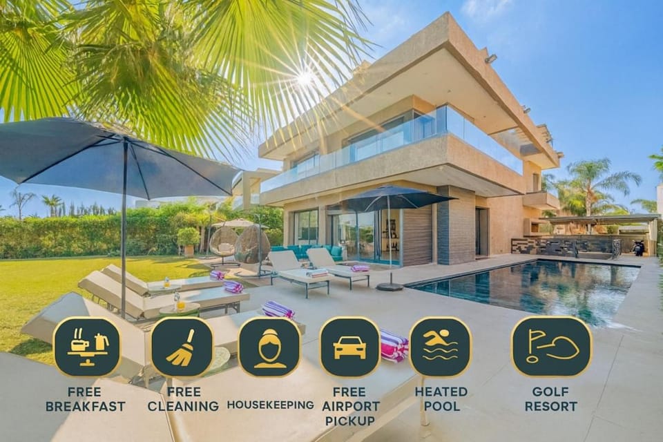 Modern Golf Retreat Heated Pool & Free breakfast Villa in Marrakesh