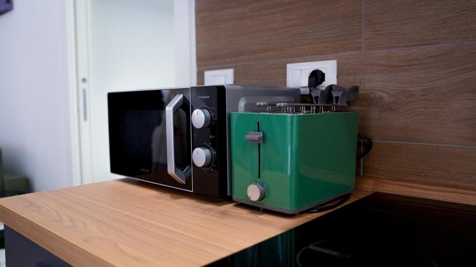Kitchen or kitchenette, toaster