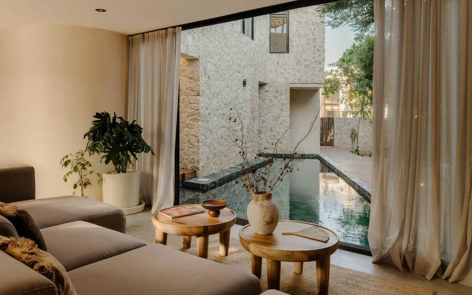 Living room, Seating area, Pool view, Swimming pool