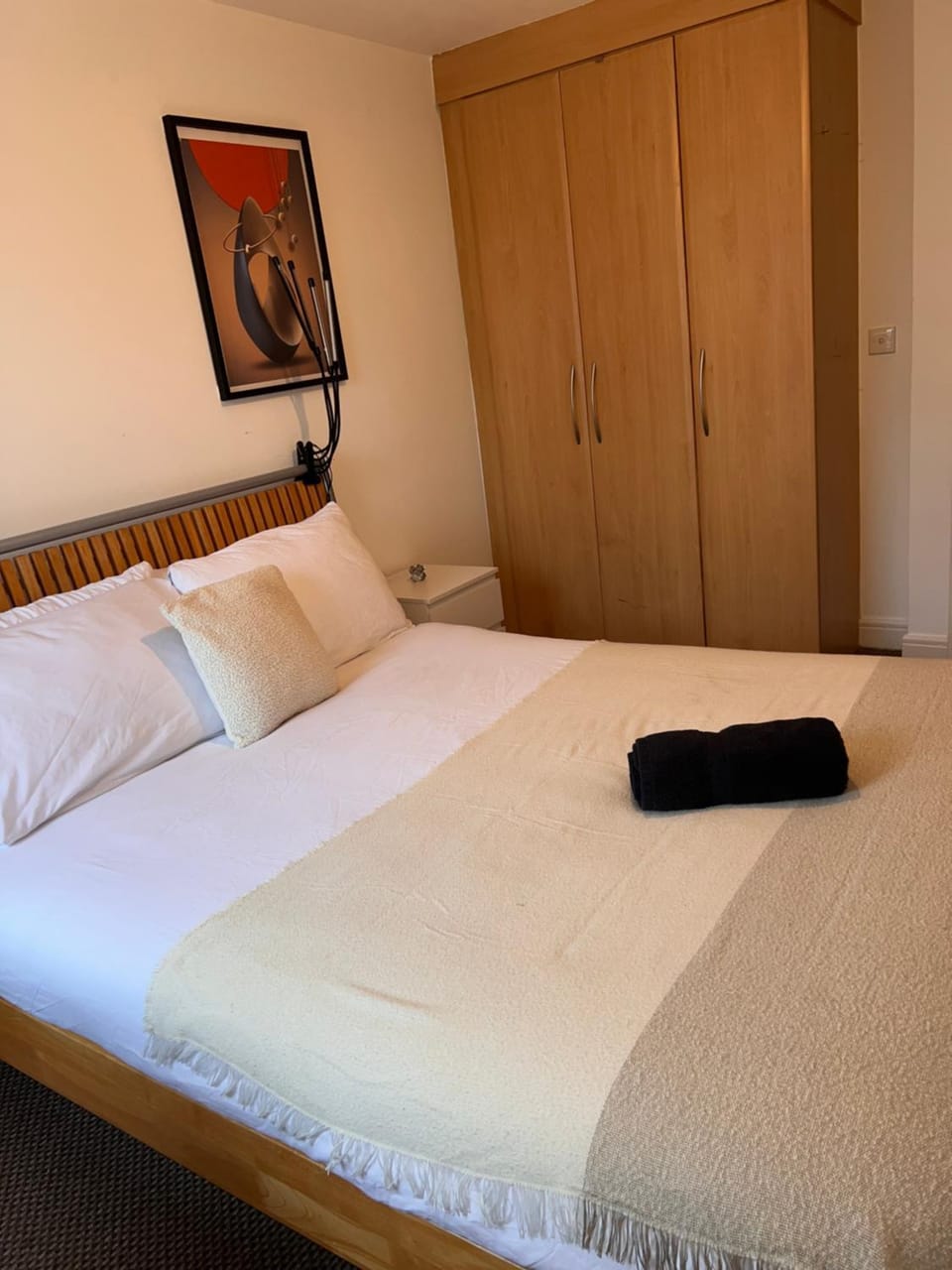 Bed, Photo of the whole room, Bedroom, towels, wardrobe