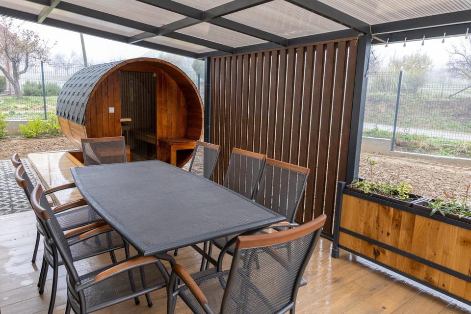 Sauna, Sauna, Balcony/Terrace, Seating area